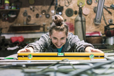 Woman working at workshop