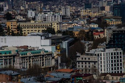 High angle view of buildings in city