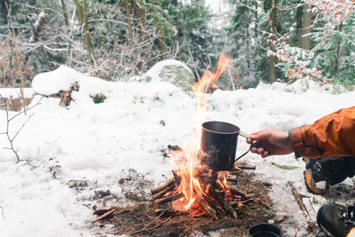 View of people on fire in winter