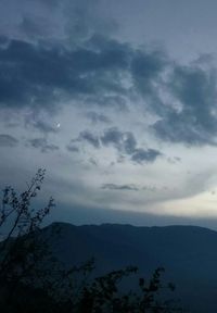 Scenic view of mountains against cloudy sky