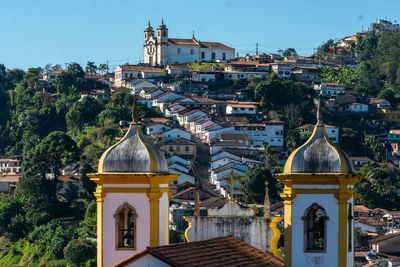 Panoramic view of historic building and city against sky