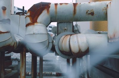 View of rusty pipeline at factory