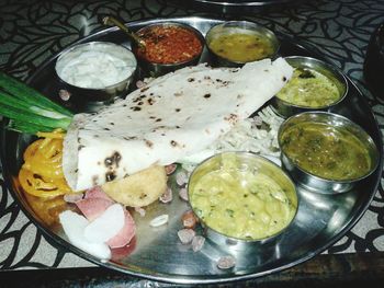 High angle view of food