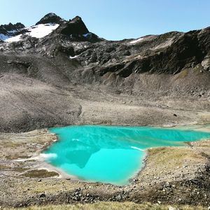 Scenic view of lake against mountain range