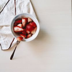 High angle view of food on table