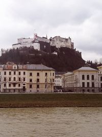 Buildings in city against cloudy sky