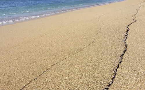 High angle view of sand on beach