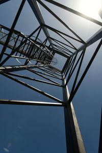 Low angle view of bridge against clear blue sky