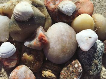 Full frame shot of pebbles on beach