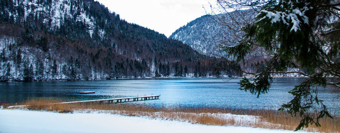 Scenic view of frozen lake against sky