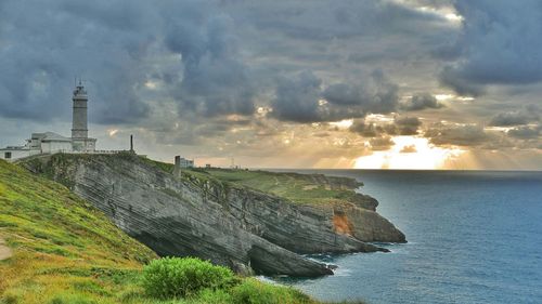 Scenic view of sea against cloudy sky