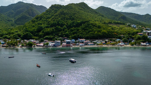 High angle view of people at beach