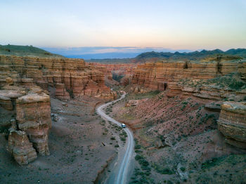 High angle view of road passing through landscape