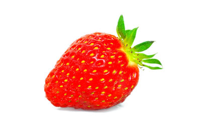 Close-up of strawberry against white background