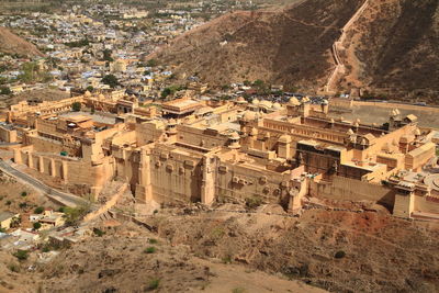 High angle view of buildings in city