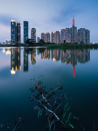 New modern luxury apartment buildings in ho chi minh city at twilight