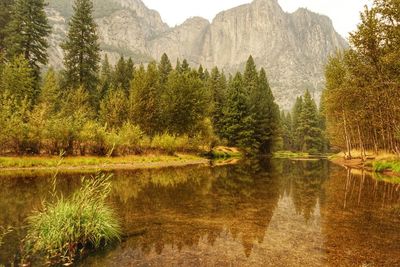 Scenic view of lake and mountains