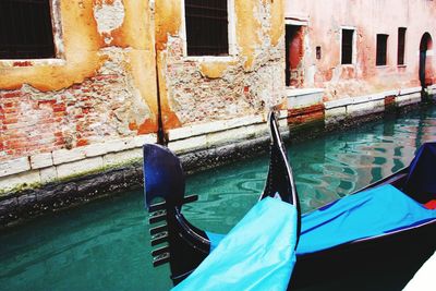 Close-up of boat against canal