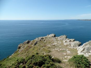 Scenic view of sea against clear sky