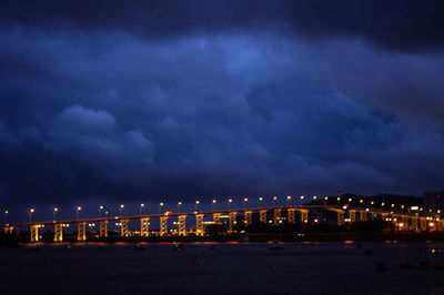 City against cloudy sky at dusk
