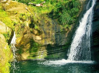 Scenic view of waterfall