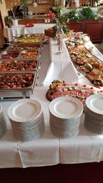 High angle view of food on table