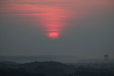 Scenic view of mountains against sky during sunset