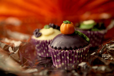 Close-up of pumpkin on pumpkins