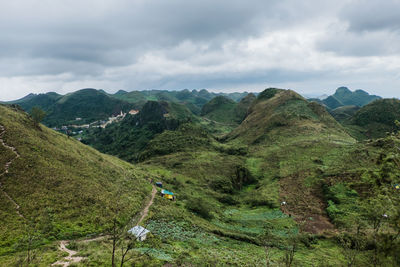 Scenic view of mountains against sky