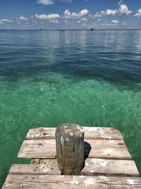 Low angle view of pier on sea