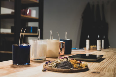 Close-up of coffee served on table