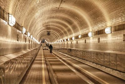 Interior of illuminated elbe tunnel