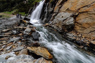 Scenic view of waterfall