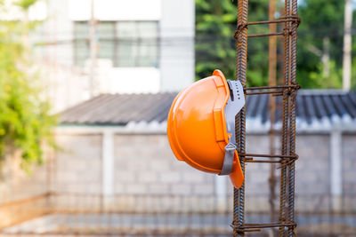 Close-up of orange house in yard