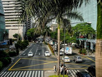 Road passing through city