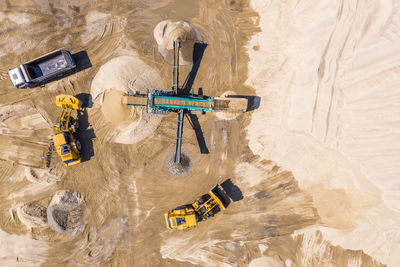 High angle view of people on beach