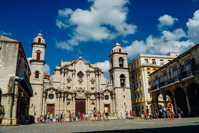 Group of people in front of building