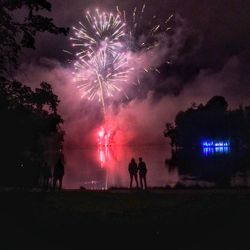 Firework display at night