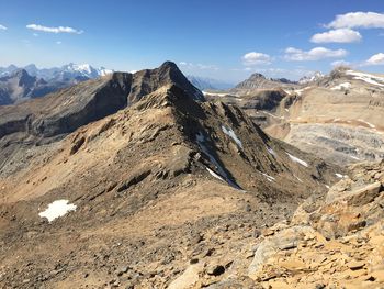 Panoramic view of mountains against sky