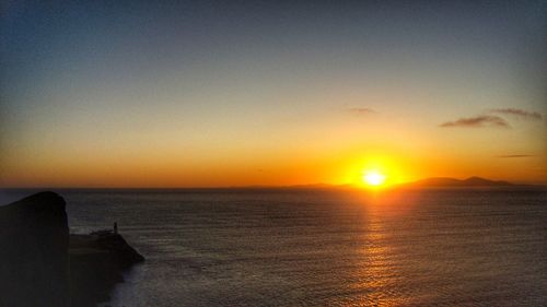 Scenic view of sea against sky at sunset