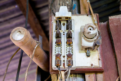 Close-up of old machine