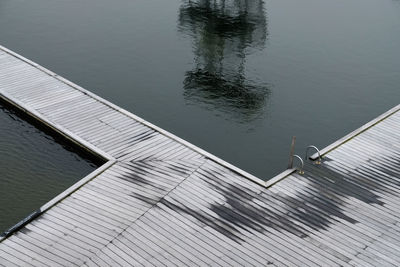 High angle view of pier on lake