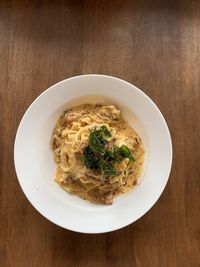 High angle view of meal served on table