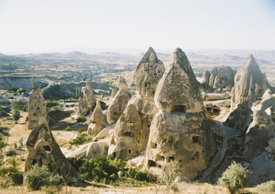 Panoramic view of rock formations against sky