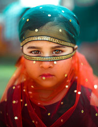 Close-up portrait of girl wearing dupatta