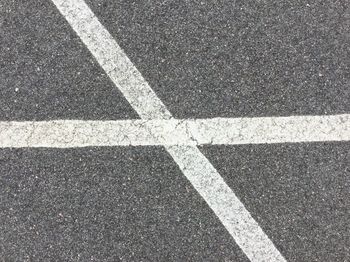 High angle view of zebra crossing on road