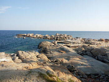 Scenic view of sea against clear sky