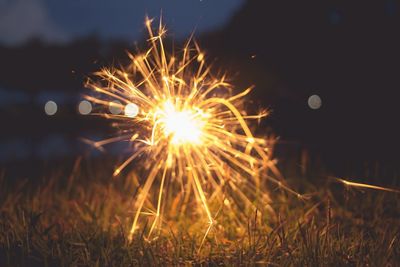 Close-up of fireworks at night