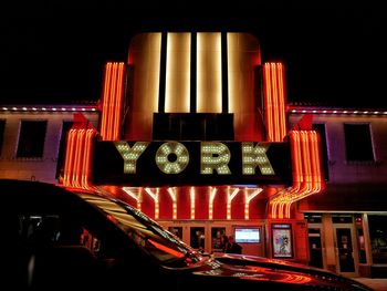 View of illuminated building