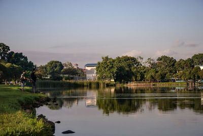 Scenic view of lake against sky